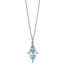 Kite Shaped Blue Topaz Pendant In White Gold 